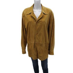 La Matta Unisex Adults Brown Leather Button Jacket Blouse Size M